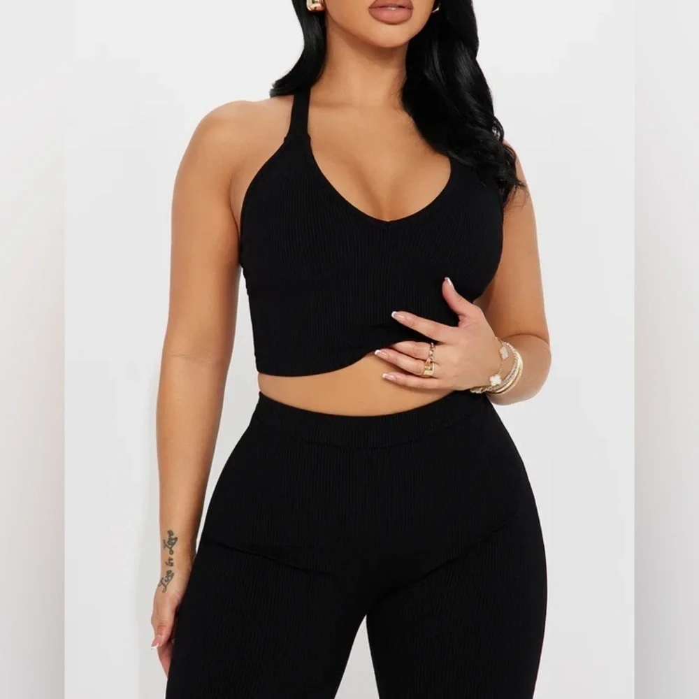 Fashion Nova Eliana Snatched/Sculpting Set in Black | Tank+Pants Size S | NEW